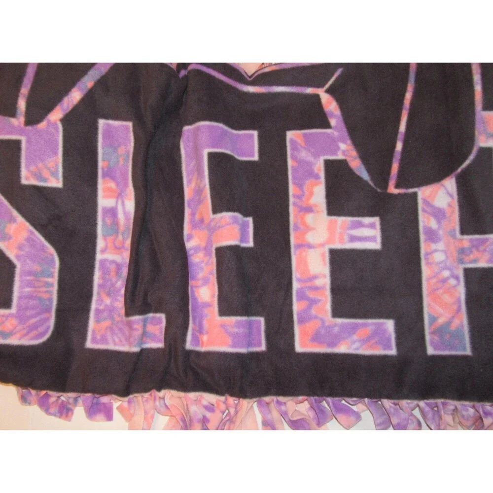 Gamers Never Sleep Black and Tie Dye Soft Fleece Handmade Tie Blanket NWOT